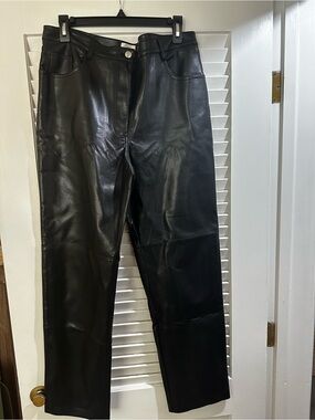 Wilfred Black Faux Leather Straight-Leg Pants